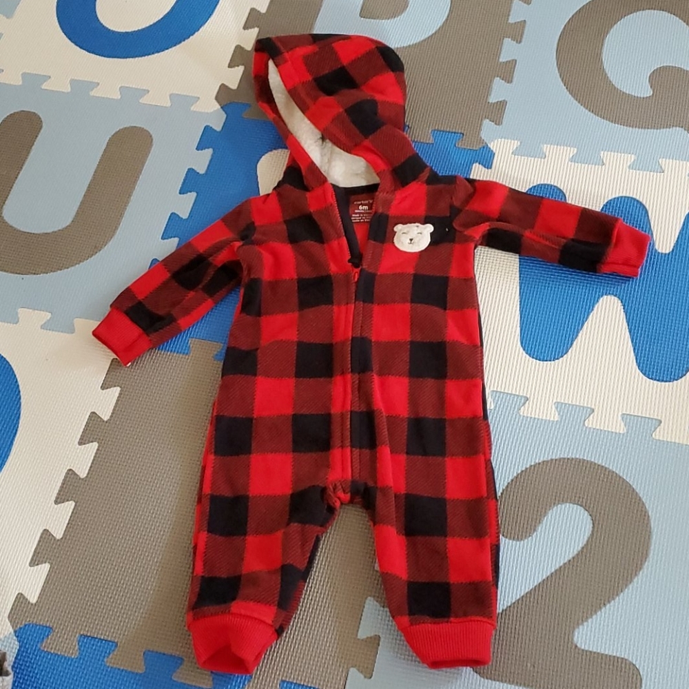 Fleece Buffalo plaid one piece